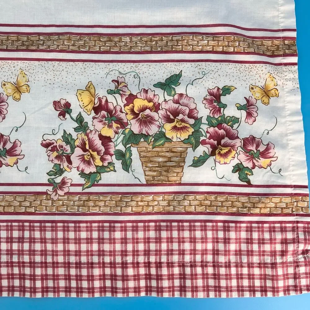 70s Cottagecore Country Kitchen Curtains 1970s Vintage Flowers Butterflies